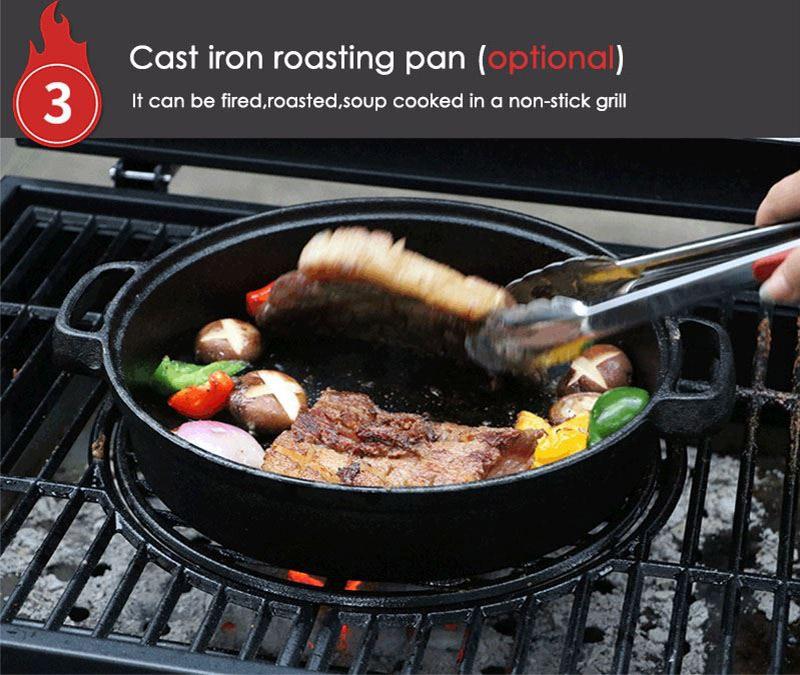 Optional barbecue cooking pan skillet